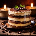 Tiramisu , traditional popular sweet dessert cake