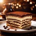 Tiramisu , traditional popular sweet dessert cake