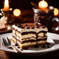 Tiramisu , traditional popular sweet dessert cake