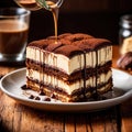 Tiramisu , traditional popular sweet dessert cake