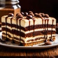 Tiramisu , traditional popular sweet dessert cake