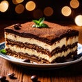 Tiramisu , traditional popular sweet dessert cake