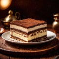 Tiramisu , traditional popular sweet dessert cake