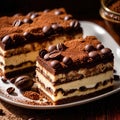 Tiramisu , traditional popular sweet dessert cake