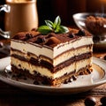 Tiramisu , traditional popular sweet dessert cake