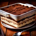 Tiramisu , traditional popular sweet dessert cake