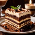 Tiramisu , traditional popular sweet dessert cake