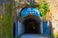 TIRANA, ALBANIA: Huge military bunker in Tirana, now the Bunker Art Museum. Royalty Free Stock Photo