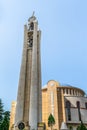 Creative bell tower of the Resurrection Cathedral in Tirana, vertical