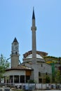 The Et`hem Bey Mosque and Clock Tower located at Skanderbeg Square, Tirana, Albania Royalty Free Stock Photo