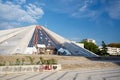 Tirana, Albania - September 13, 2018 - Old concrete pyramid entrance