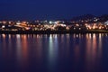 Tirana lake nightscape long exposure, copy space