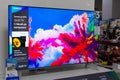 Tiraspol, Moldova - January 19, 2019: Samsung QLED televisions at electronics store in Tiraspol