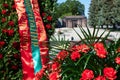 Tiraspol, Transnistria - September 2, 2020: date 30th anniversary of independence, flowers on memorial to fallen soldiers, Russian