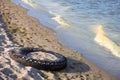 Tire on a beach