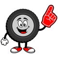 Tire Cartoon with Foam Finger