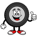 Tire Cartoon with Thumbs Up