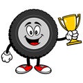 Tire Cartoon with Trophy