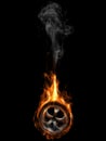 Tire on fire Royalty Free Stock Photo