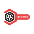 Tire fitting logo with wrench