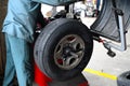 Tire fitting machine close up auto wheel tool