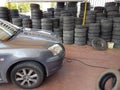 Tire flat change of a car vulcanizer transportation assistance