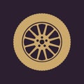 The tire icon. Wheel symbol. Flat