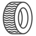 Tire line icon. Car wheel vector illustration isolated on white. Auto disk outline style design, designed for web and Royalty Free Stock Photo