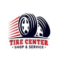 Tyre center, shop and service design template. Tire center Logo. Vector and illustration. Royalty Free Stock Photo