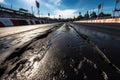 tire marks on asphalt from race start Royalty Free Stock Photo