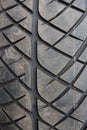 Tire marks, old and dirty black tyres tread pattern, for car, close-up Royalty Free Stock Photo
