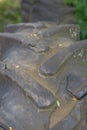 Tire marks, old and dirty black tyres tread pattern, for car, close-up Royalty Free Stock Photo