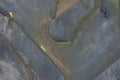 Tire marks, old and dirty black tyres tread pattern, for car, close-up Royalty Free Stock Photo