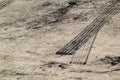 Tire marks on road track Royalty Free Stock Photo