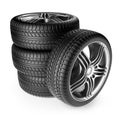 Tire with metal wheel. 3D Icon