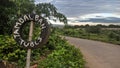 Tire patch signpost on the roadside