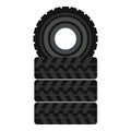 Tire pile icon, flat style