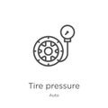 tire pressure icon vector from auto collection. Thin line tire pressure outline icon vector illustration. Outline, thin line tire