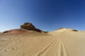 Tire prints in the desert Royalty Free Stock Photo