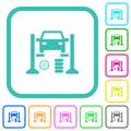 Tire repair shop vivid colored flat icons Royalty Free Stock Photo