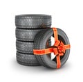 Tire with ribbon.