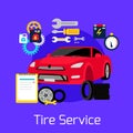 Tire Service Automobile Flat Concept