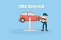 Tire service flat. Royalty Free Stock Photo