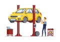 Tire service - modern vector cartoon character illustration Royalty Free Stock Photo