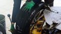 Tire service. Work on replacing the wheels in the workshop Royalty Free Stock Photo