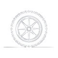 Tire sketch with rim and tread pattern. Vector illustration in a minimalist design Royalty Free Stock Photo