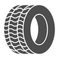 Tire solid icon. Automobile wheel vector illustration isolated on white. Car tyre glyph style design, designed for web