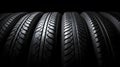 Tire stack background. Neural network AI generated Royalty Free Stock Photo