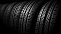 Tire stack background. Neural network AI generated Royalty Free Stock Photo