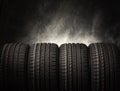 Tire stack background. Royalty Free Stock Photo